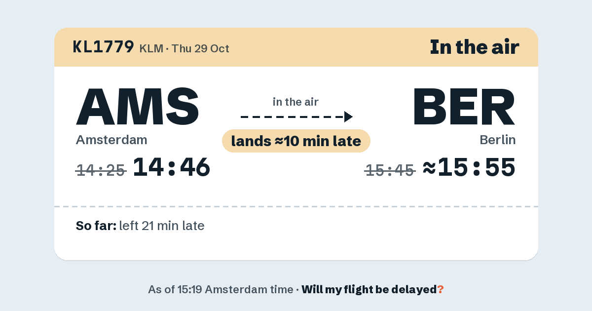 Link preview: KL1779 lands about 15:55