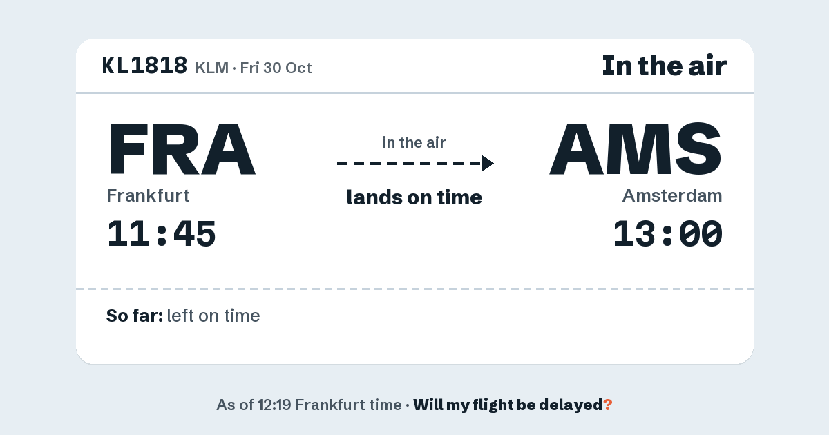 Link preview: KL1818 lands about 12:56