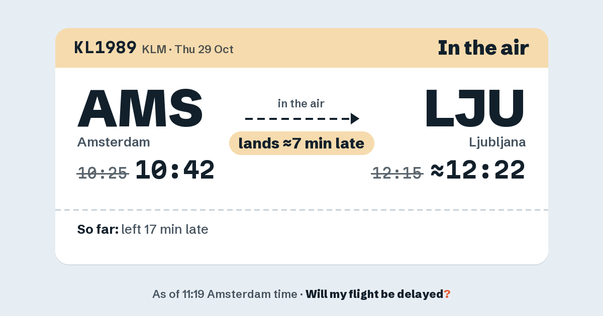 Link preview: KL1989 lands about 12:22