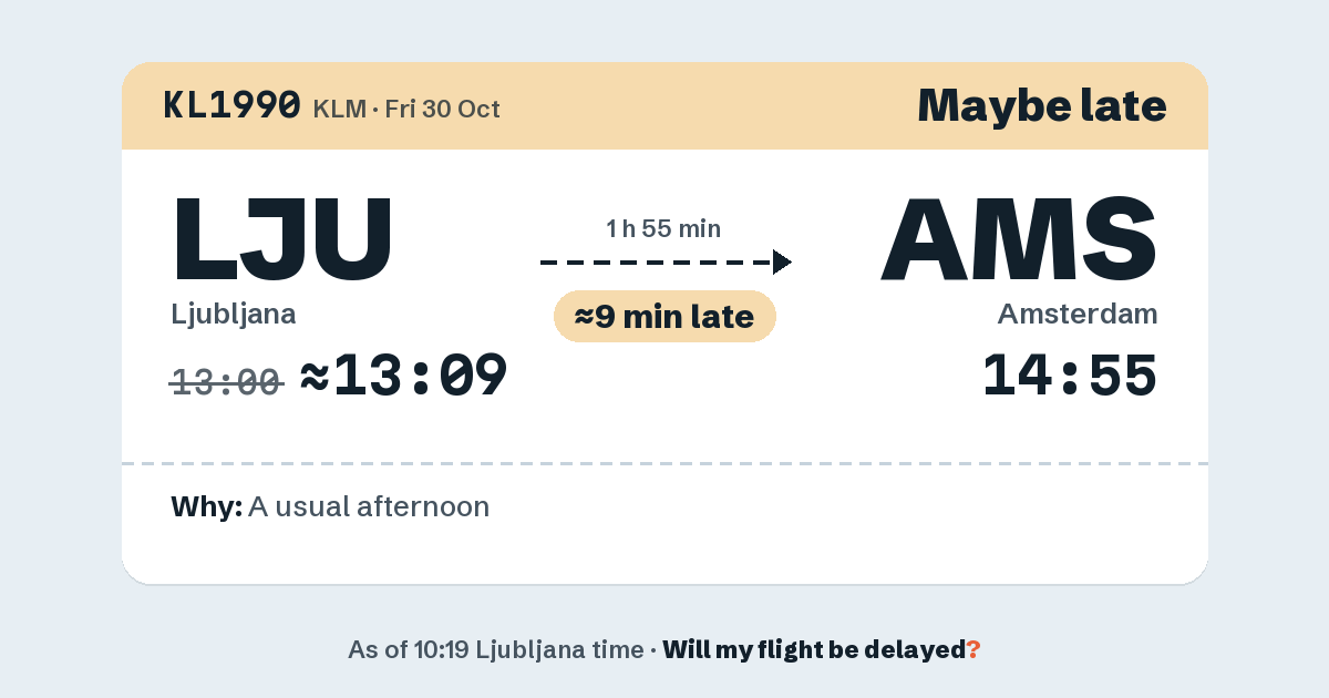Link preview: KL1990 lands about 14:56