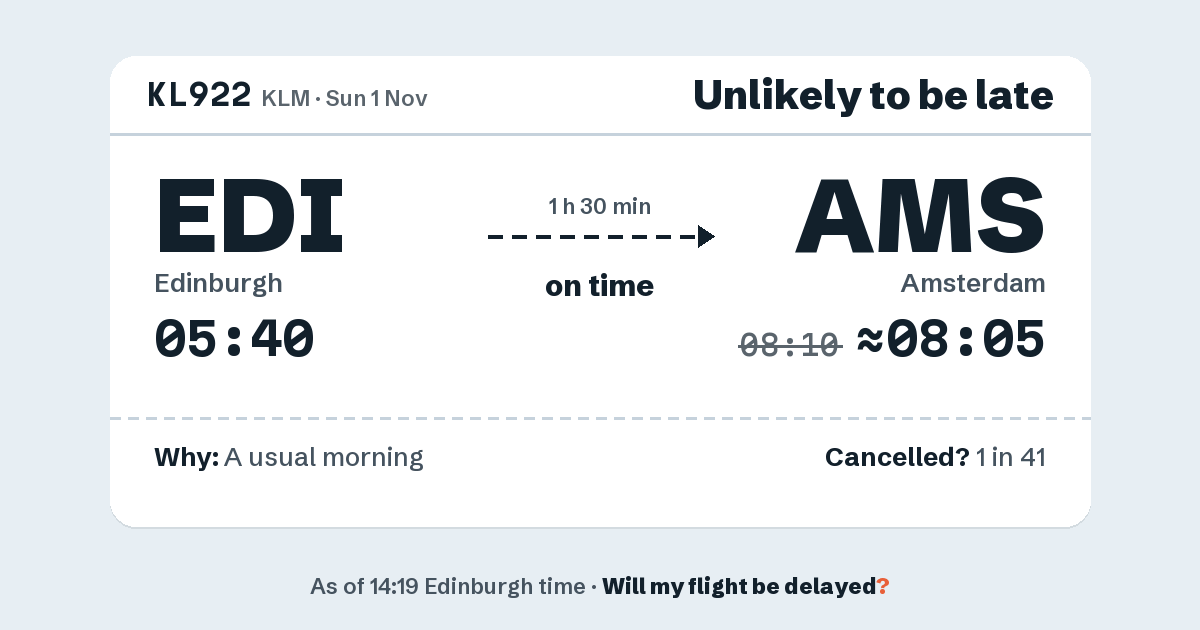 Link preview: KL922 lands about 08:05