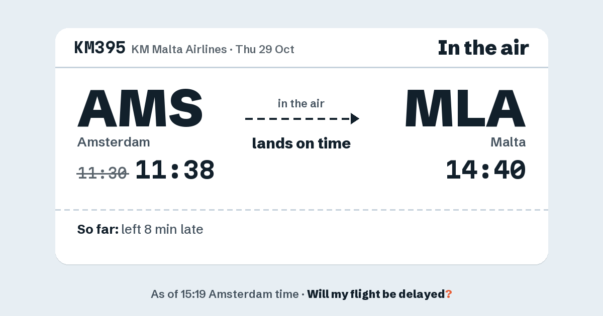 Link preview: KM395 lands about 14:36