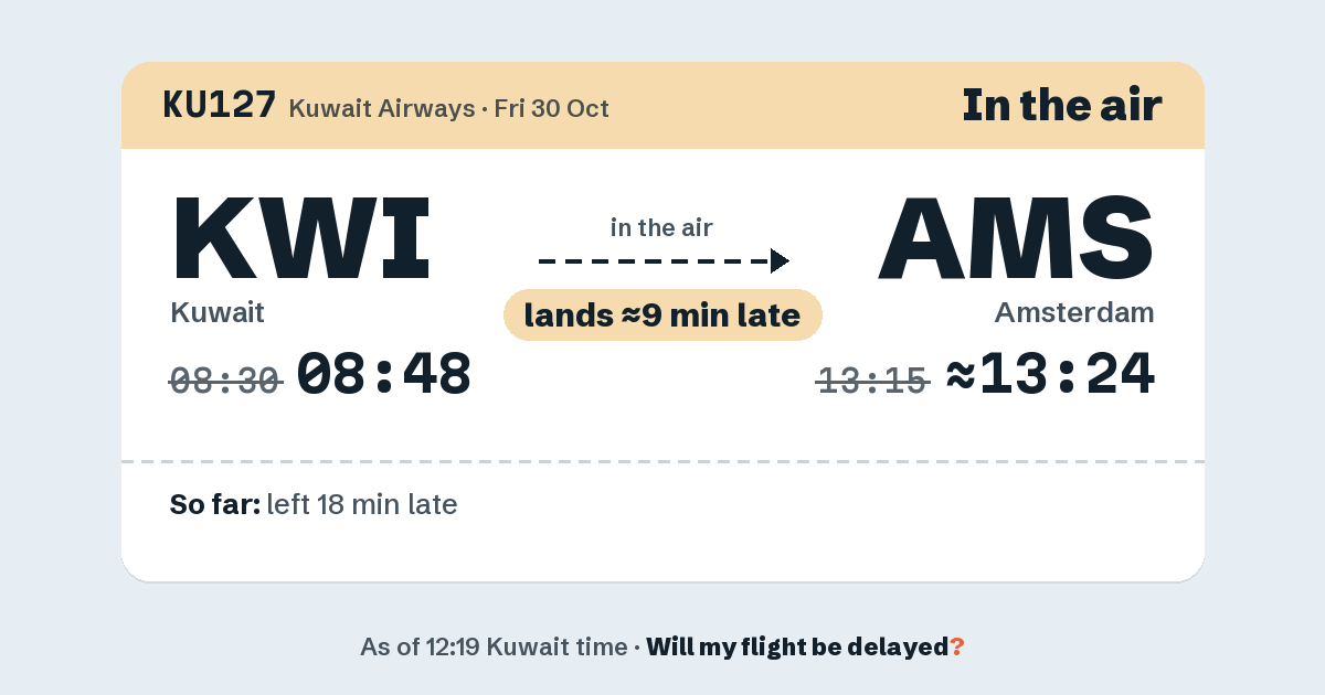 Link preview: KU127 lands about 13:24