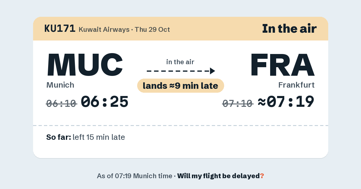 Link preview: KU171 lands about 07:19