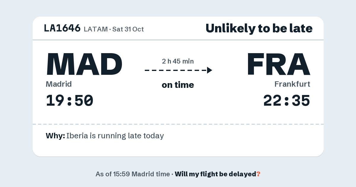 Link preview: LA1646 lands about 22:32