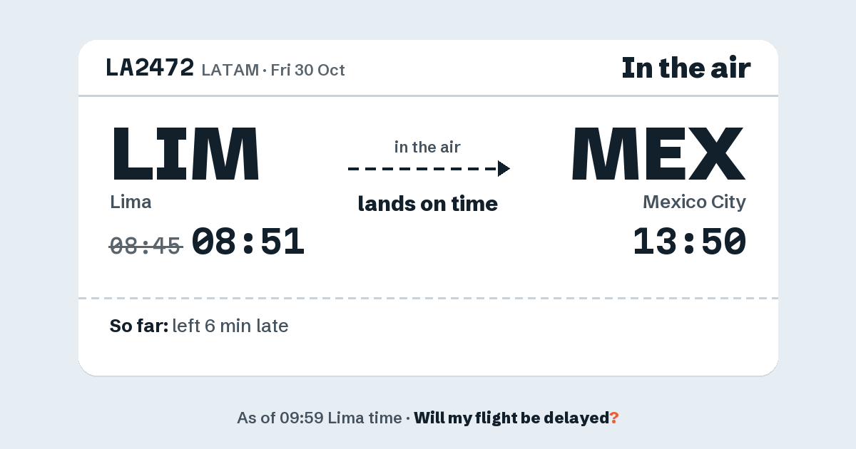 Link preview: LA2472 lands about 13:48
