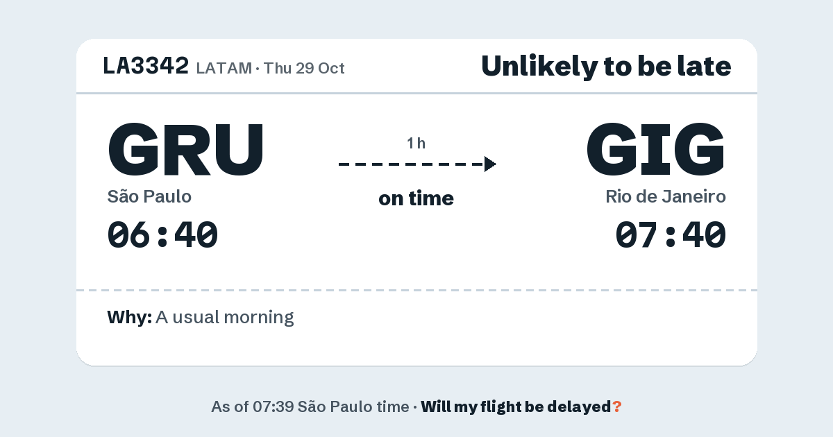 Link preview: LA3342 lands about 07:41