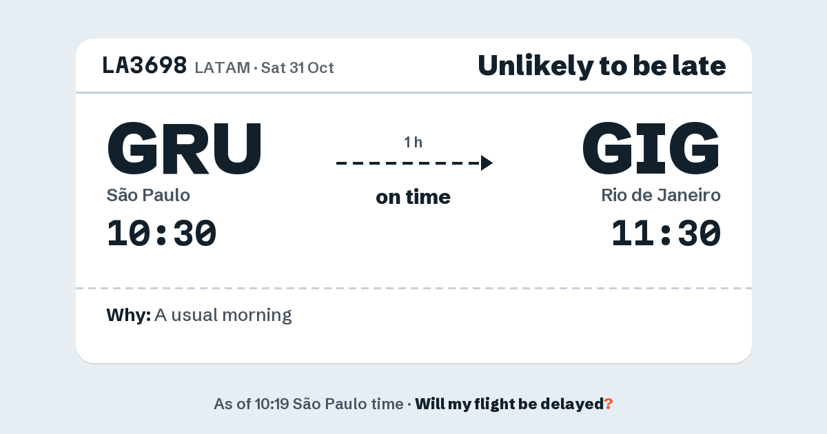 Link preview: LA3698 lands about 11:32