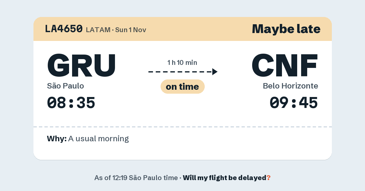 Link preview: LA4650 lands about 09:45
