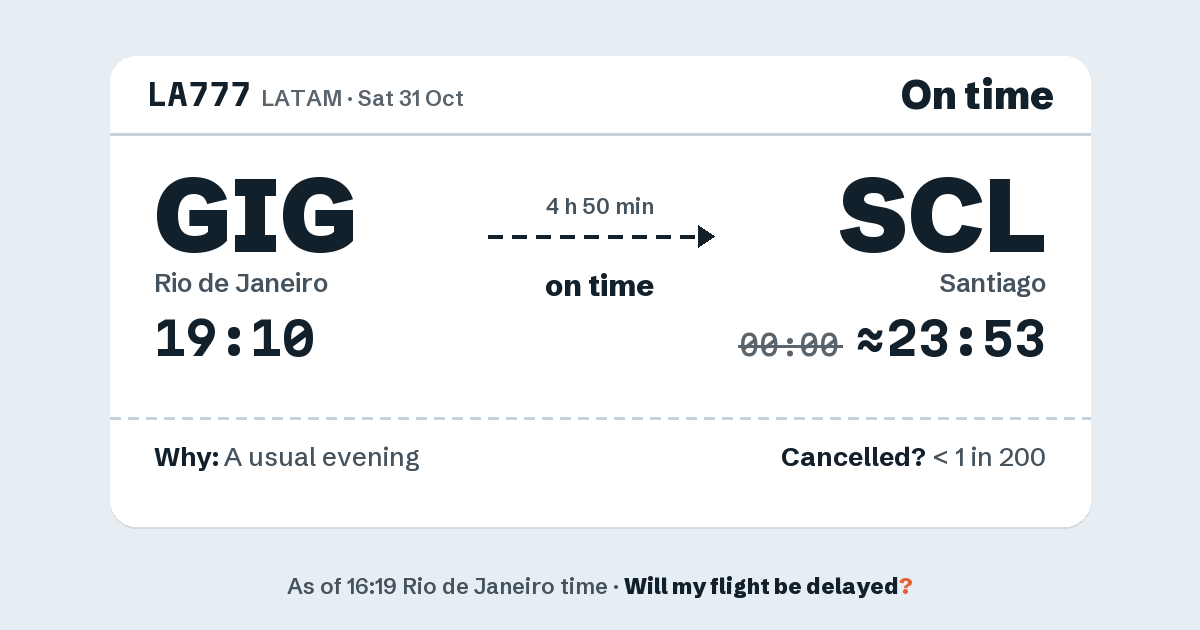 Link preview: LA777 lands about 23:53