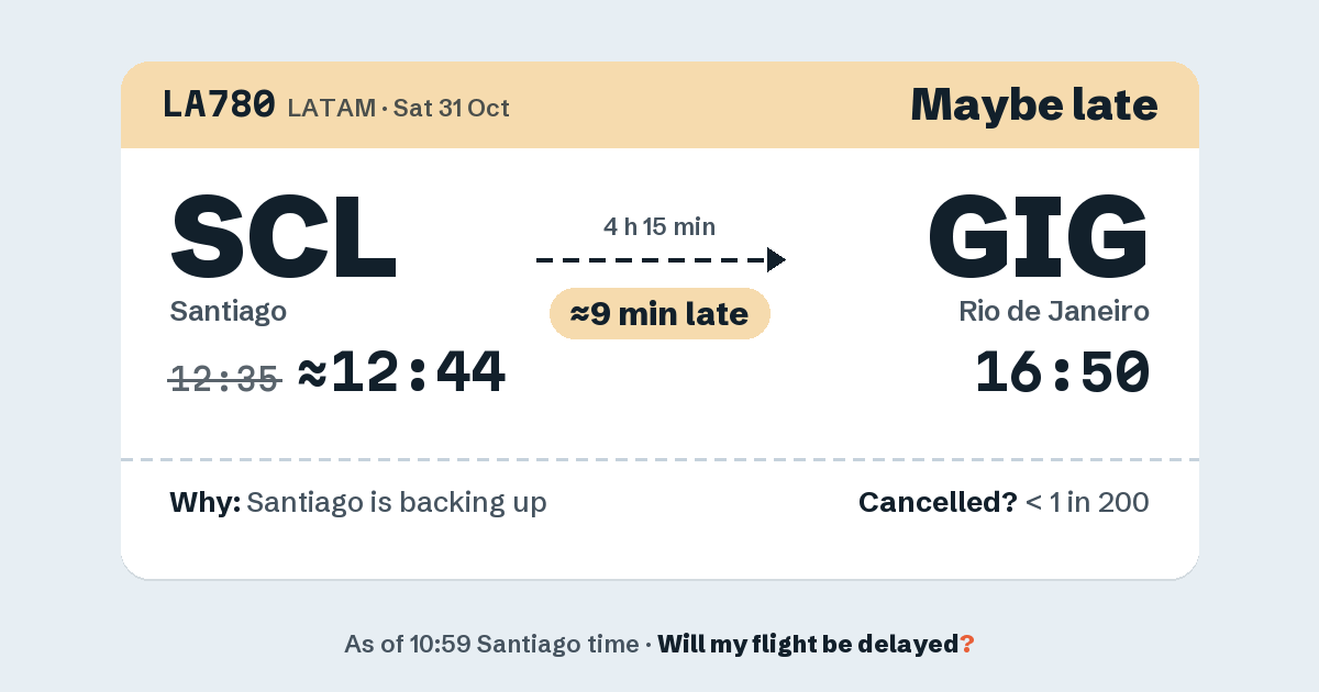 Link preview: LA780 lands about 16:49