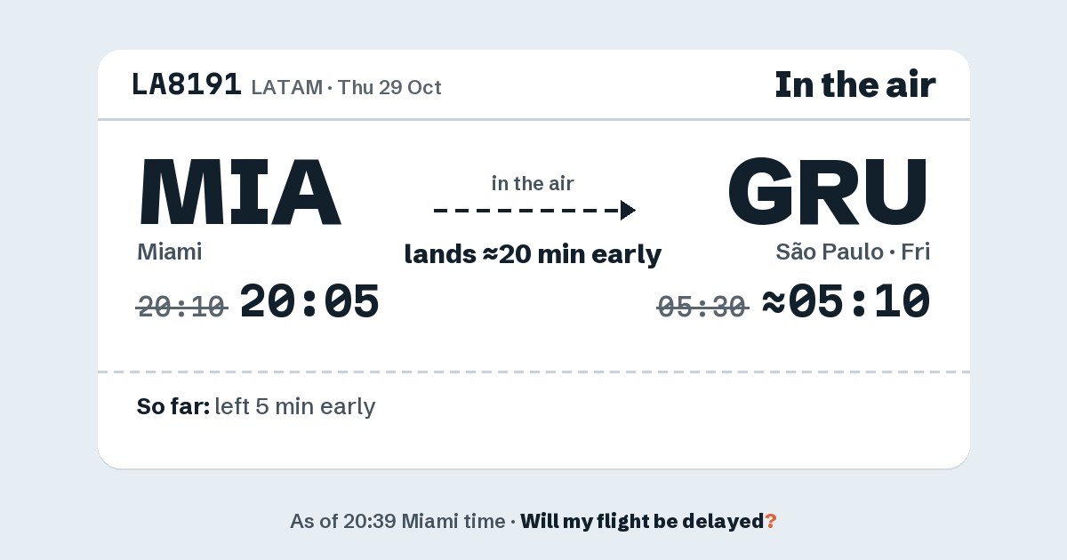 Link preview: LA8191 lands about 05:10