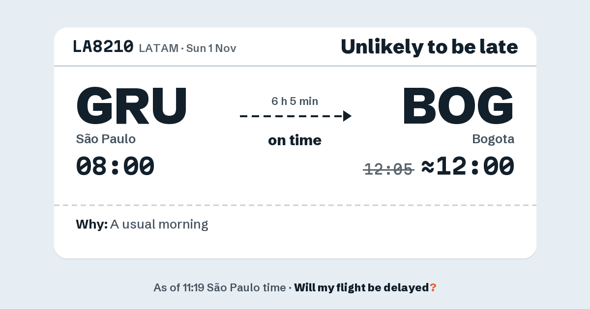 Link preview: LA8210 lands about 12:00