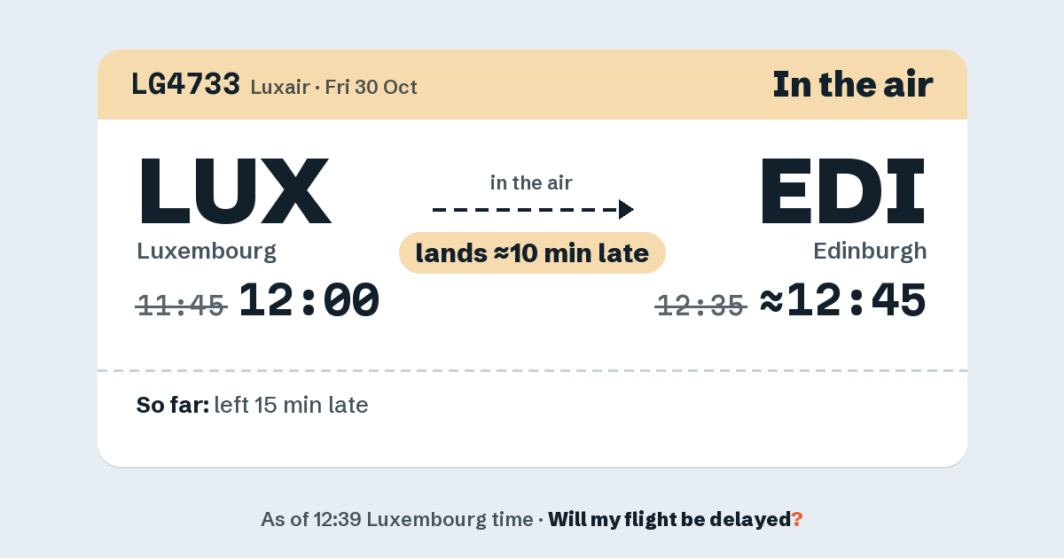 Link preview: LG4733 lands about 12:45