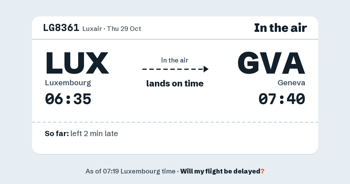 Link preview: LG8361 lands about 07:36