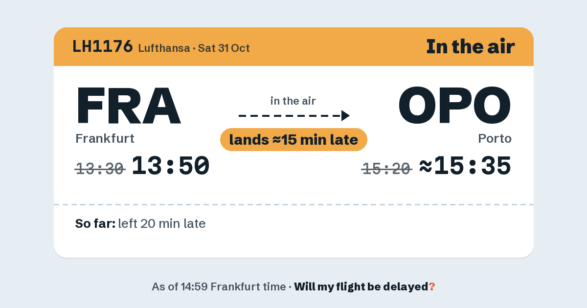 Link preview: LH1176 lands about 15:33