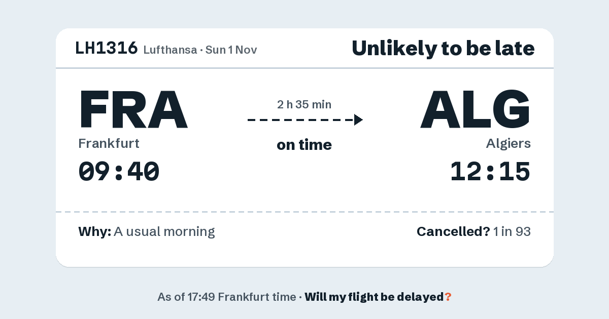 Link preview: LH1316 lands about 12:13