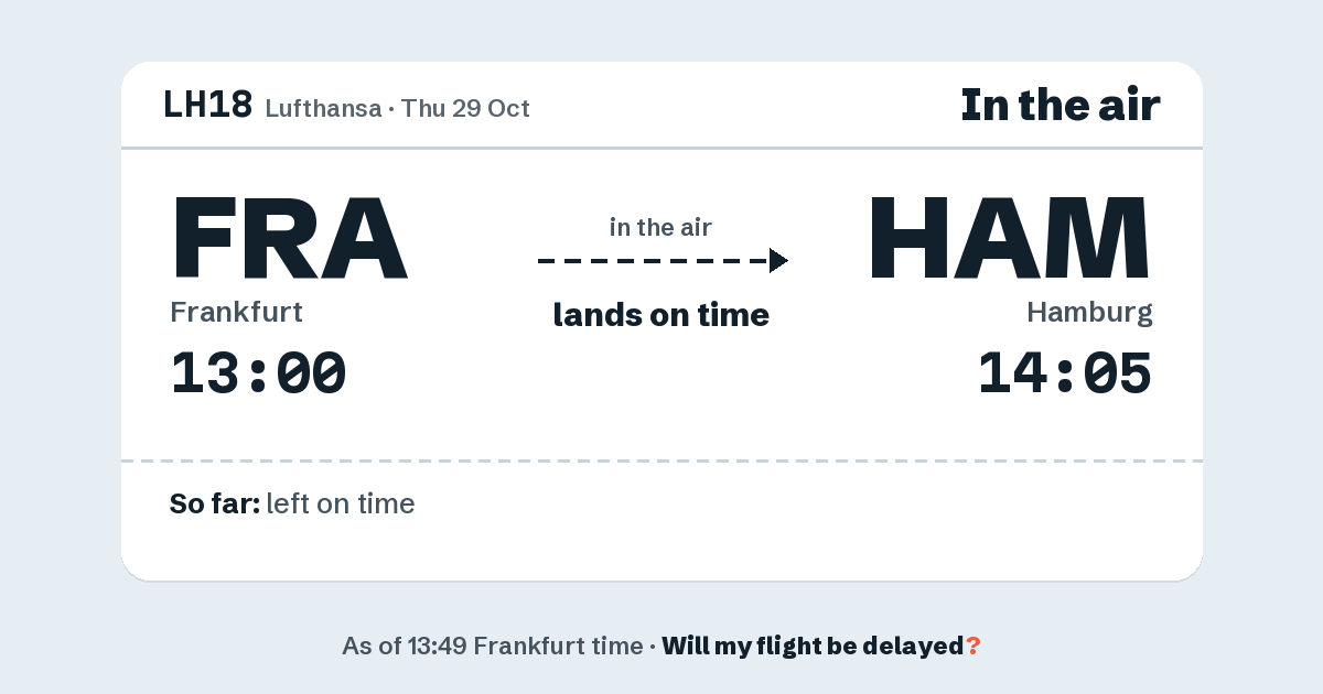 Link preview: LH18 lands about 14:04