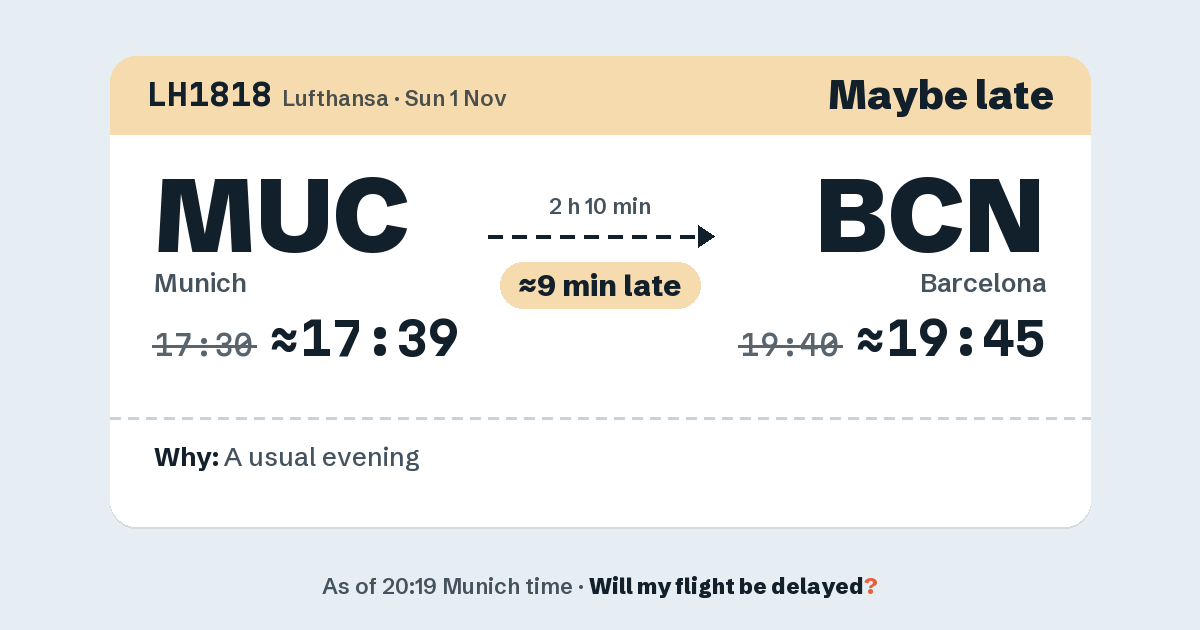 Link preview: LH1818 lands about 19:45