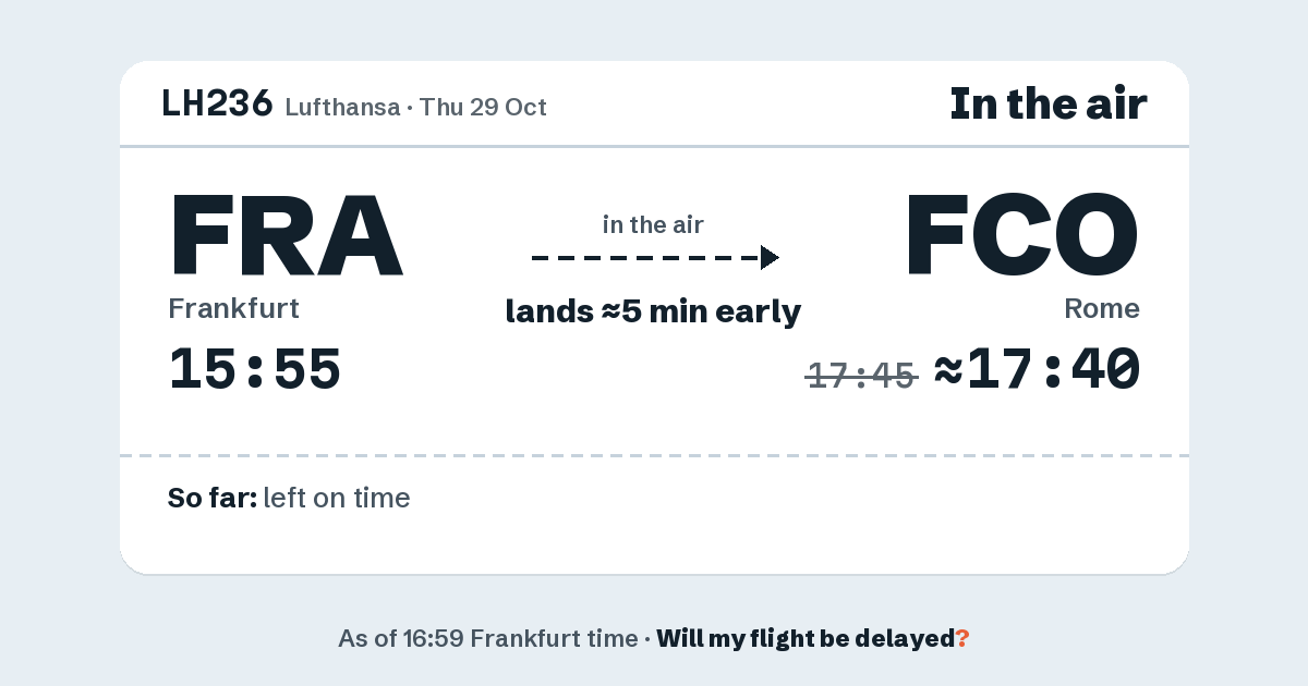 Link preview: LH236 lands about 17:40