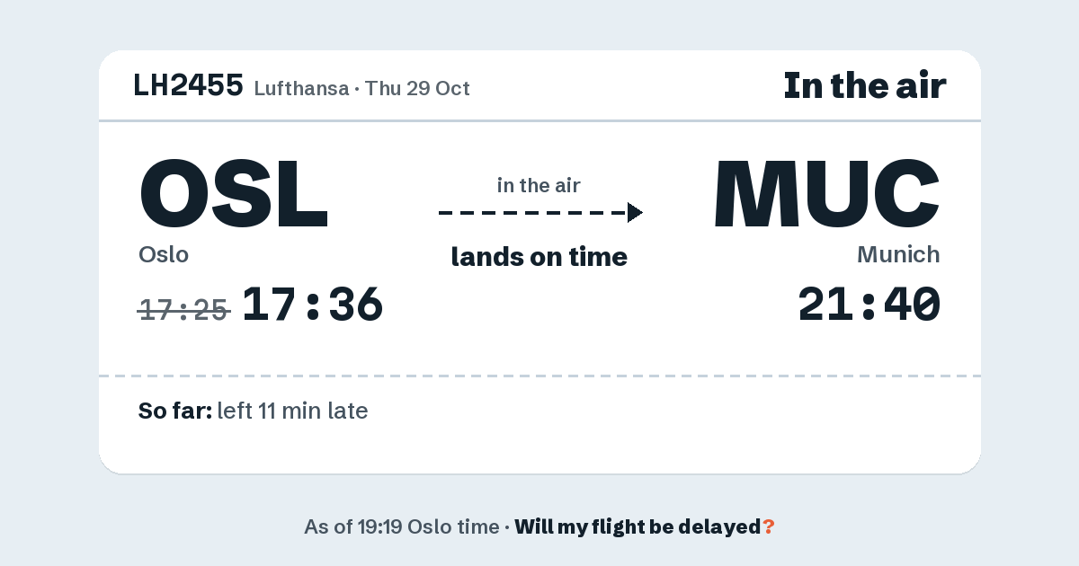 Link preview: LH2455 lands about 21:41