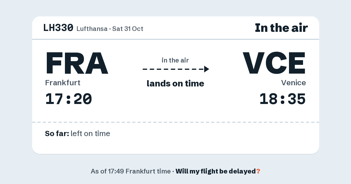 Link preview: LH330 lands about 18:31