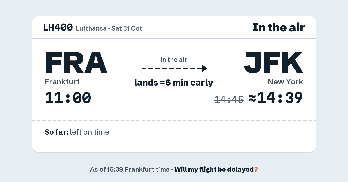 Link preview: LH400 lands about 14:39