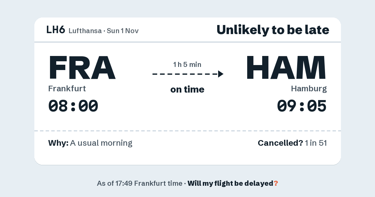 Link preview: LH6 lands about 09:02