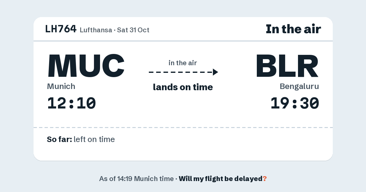Link preview: LH764 lands about 19:28