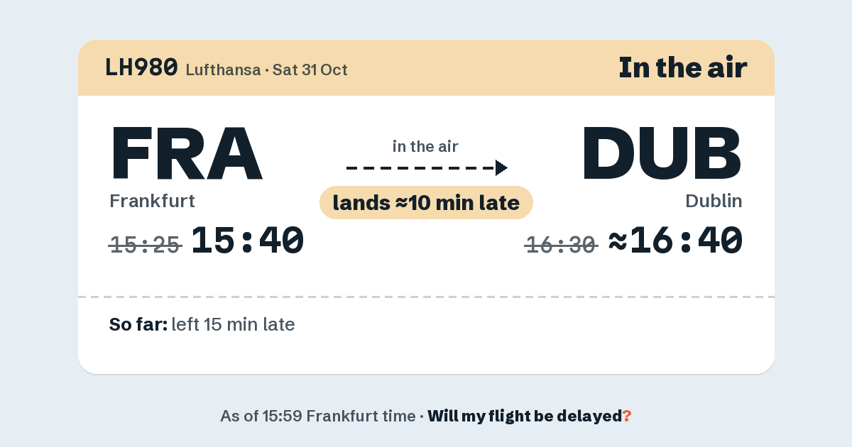 Link preview: LH980 lands about 16:40