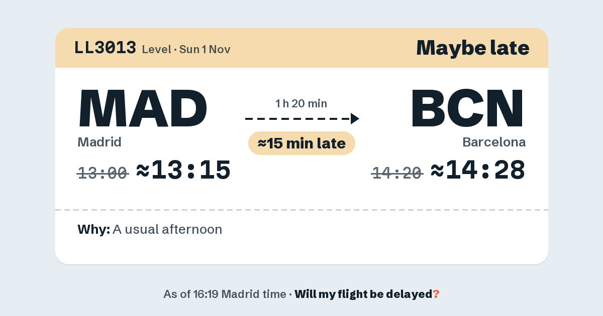 Link preview: LL3013 lands about 14:28