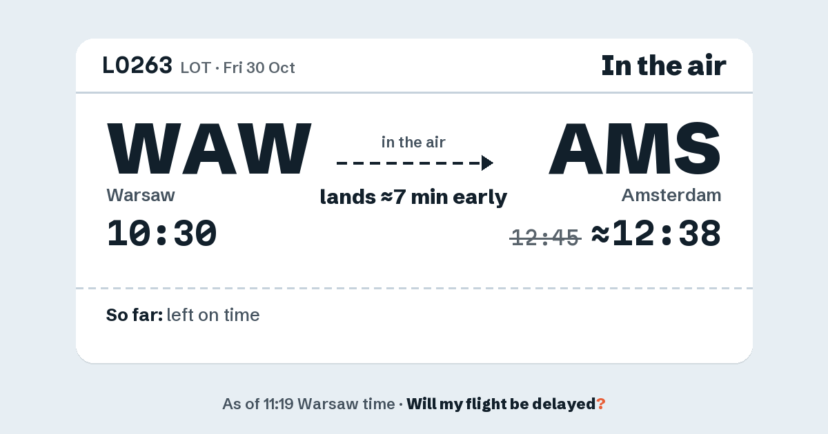 Link preview: LO263 lands about 12:38