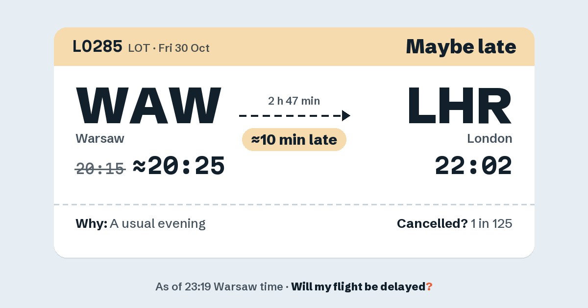 Link preview: LO285 lands about 21:59