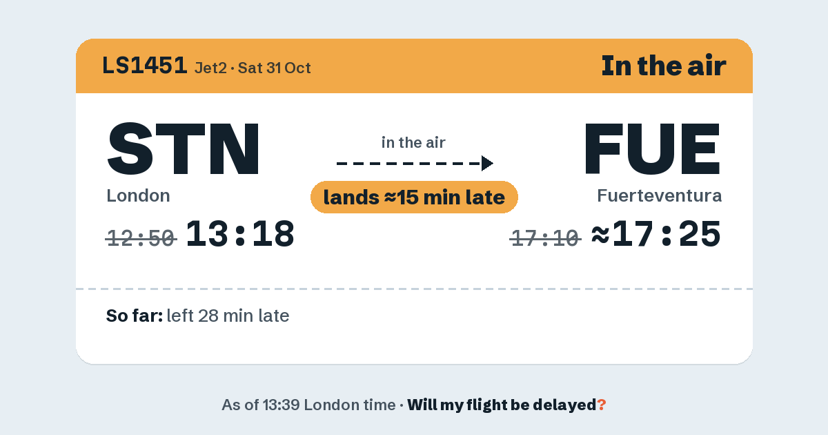 Link preview: LS1451 lands about 17:25