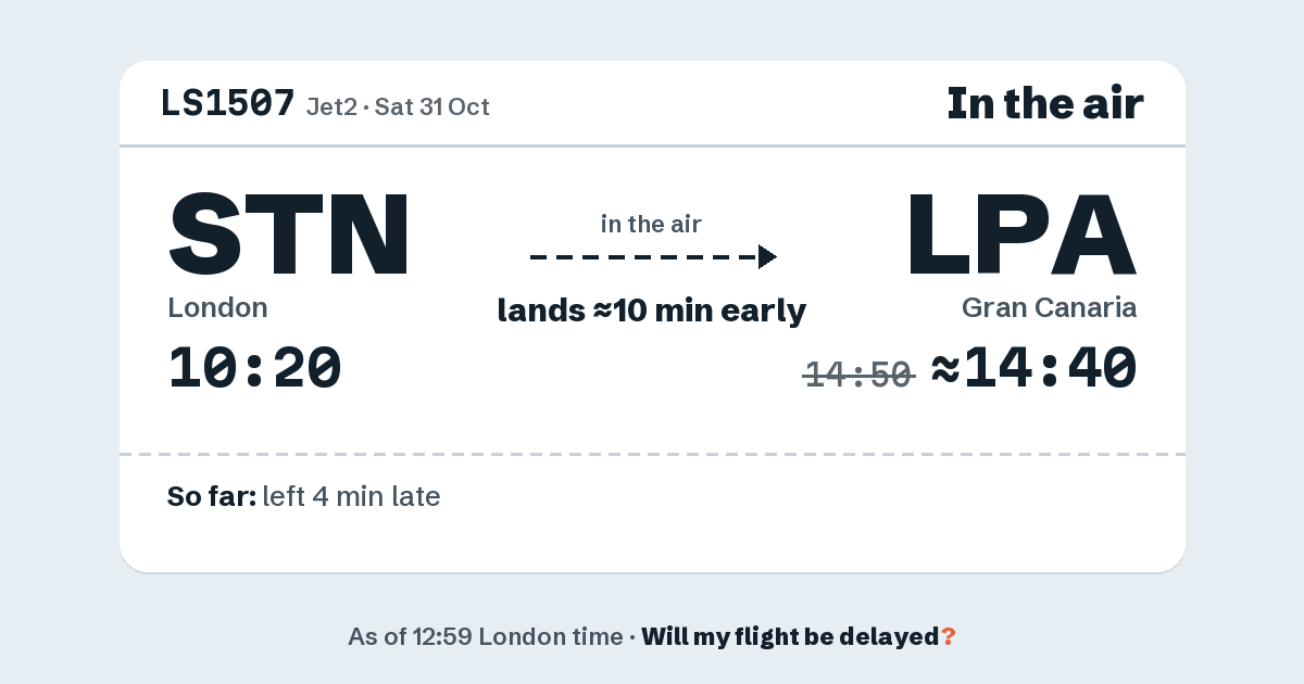 Link preview: LS1507 lands about 14:40