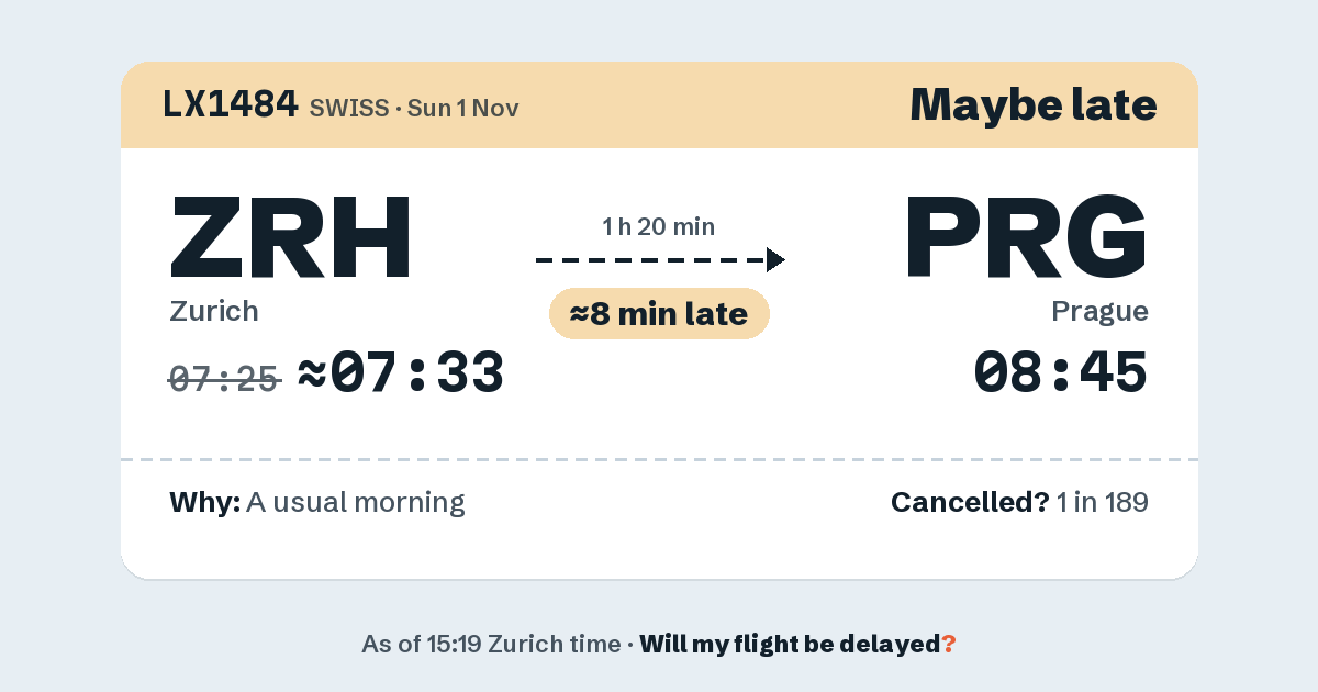 Link preview: LX1484 lands about 08:46