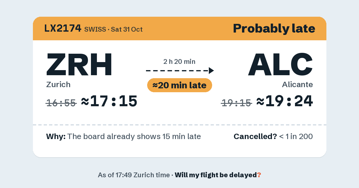 Link preview: LX2174 lands about 19:24