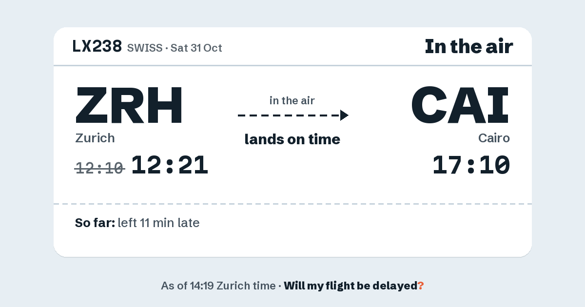 Link preview: LX238 lands about 17:09