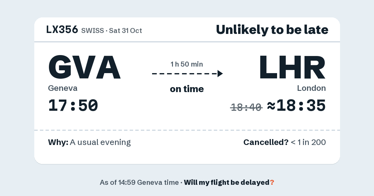 Link preview: LX356 lands about 18:35