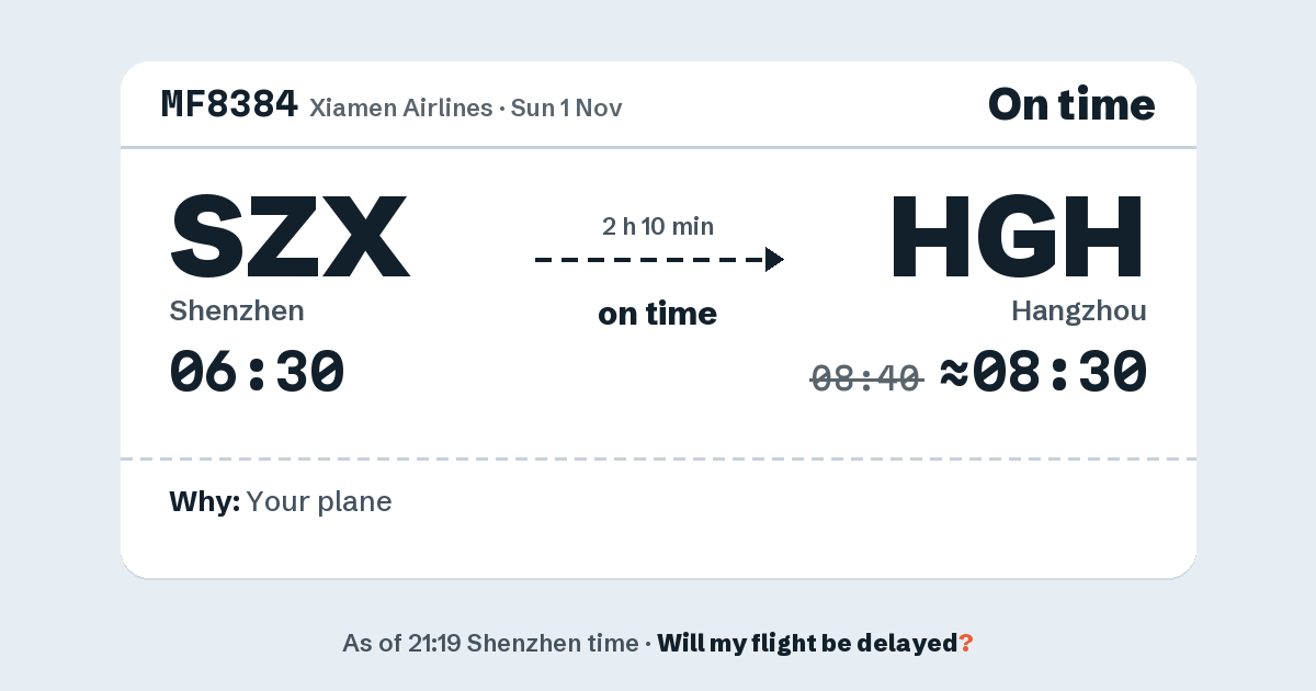 Link preview: MF8384 lands about 08:30