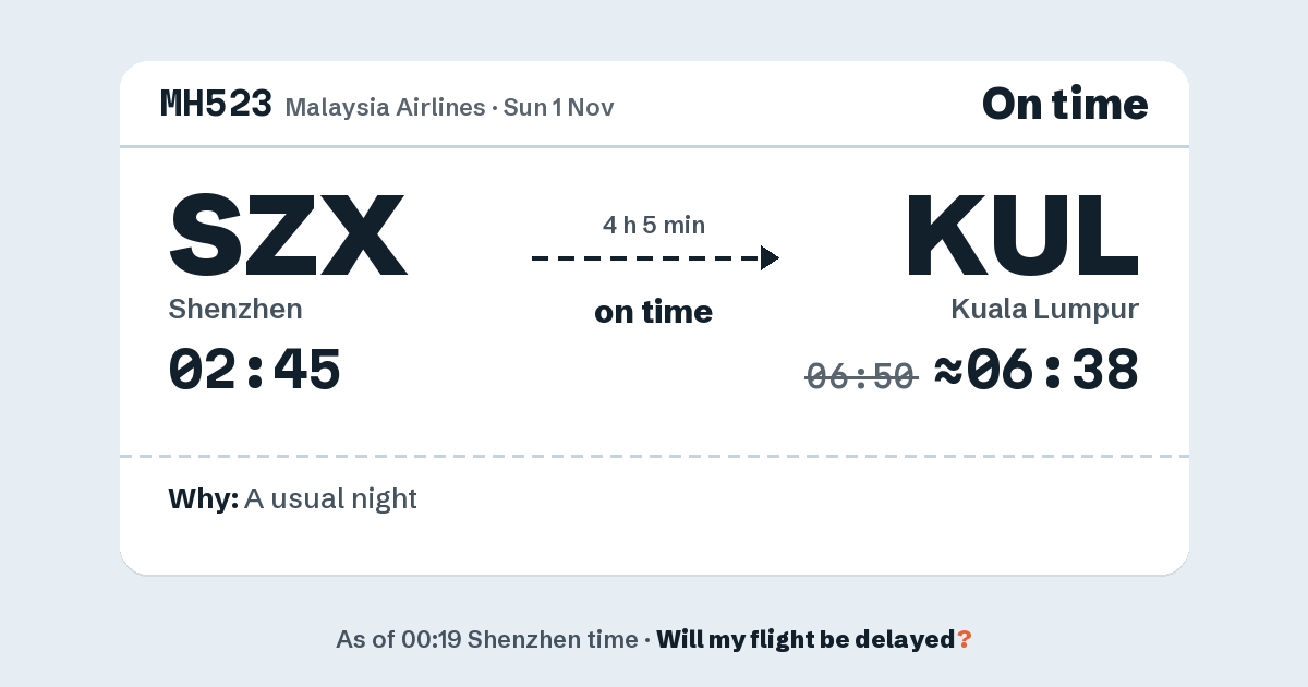 Link preview: MH523 lands about 06:38