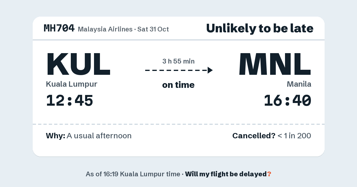 Link preview: MH704 lands about 16:39