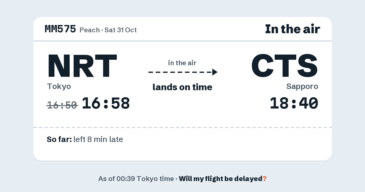 Link preview: MM575 lands about 18:43