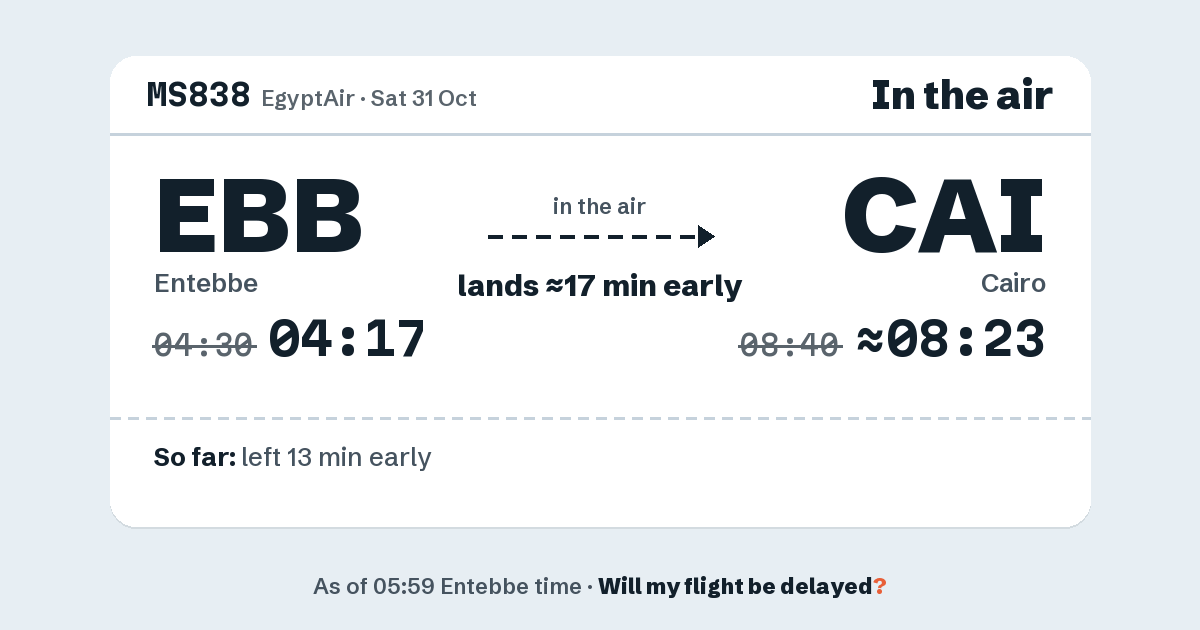 Link preview: MS838 lands about 08:23