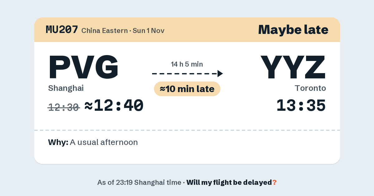 Link preview: MU207 lands about 13:31
