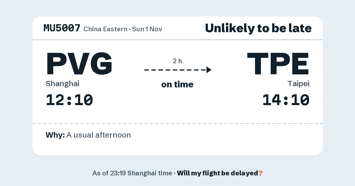 Link preview: MU5007 lands about 14:12