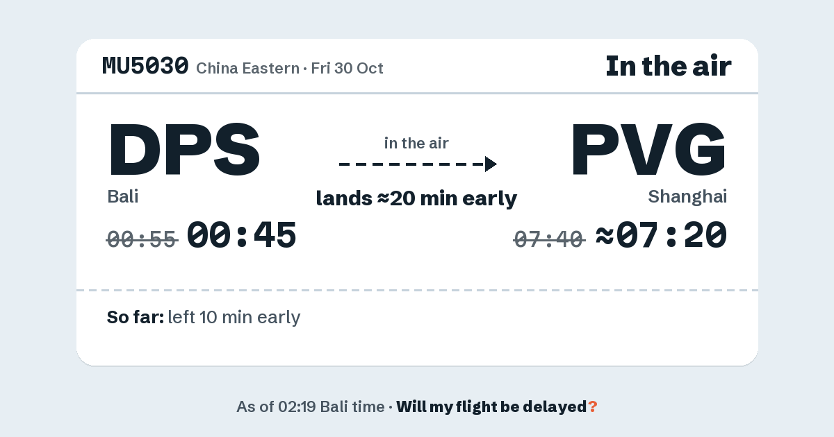 Link preview: MU5030 lands about 07:20