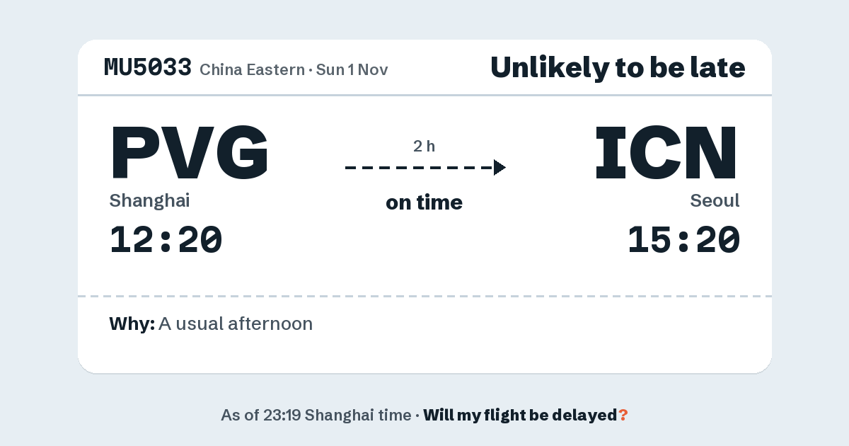 Link preview: MU5033 lands about 15:21