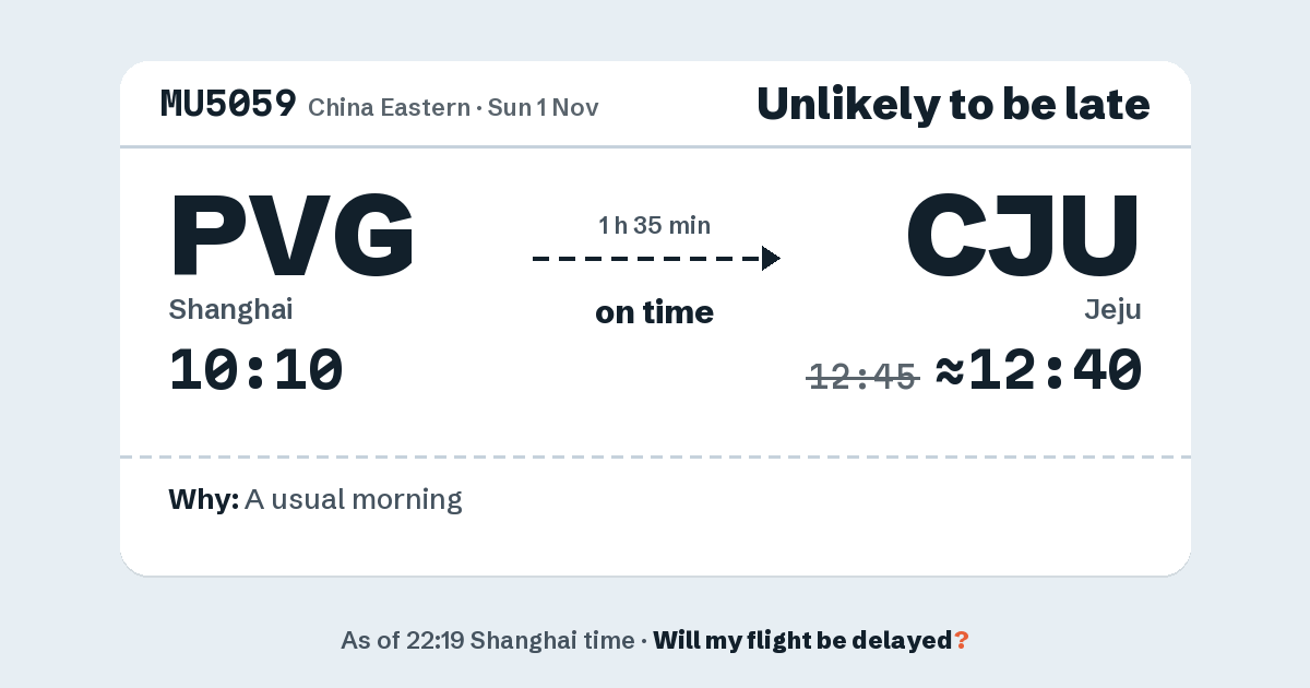 Link preview: MU5059 lands about 12:40