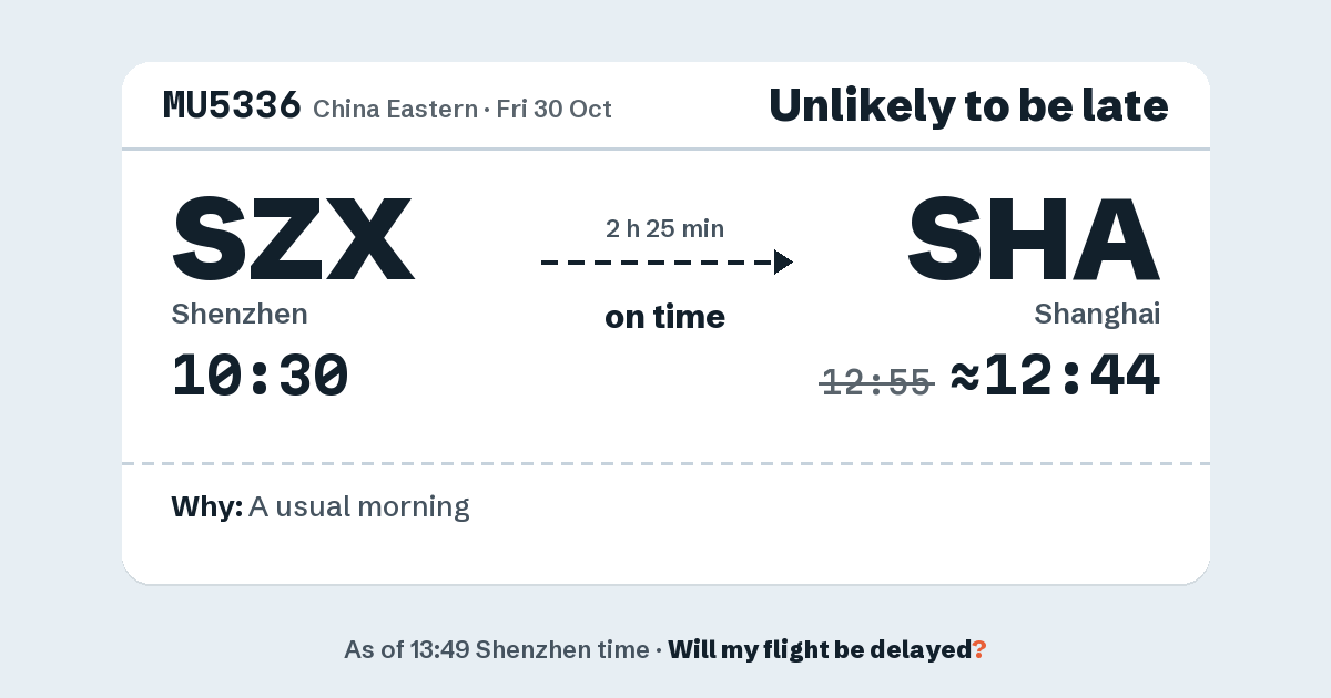 Link preview: MU5336 lands about 12:44